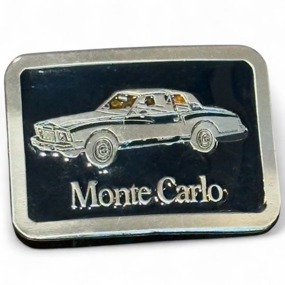 Chevy Monte Carlo Vintage Belt Buckle 1970s Cast Metal Car USA Men’s Accessory - Picture 1 of 6